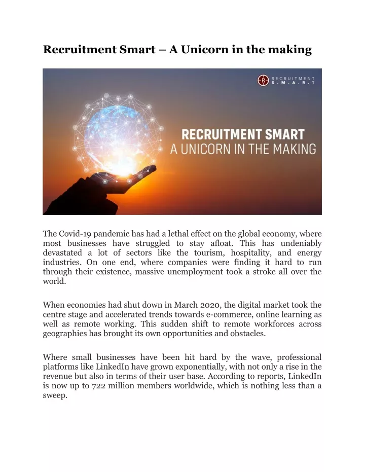 recruitment smart a unicorn in the making