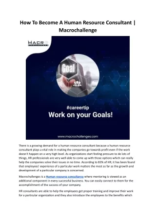 how to become a human resource consultant