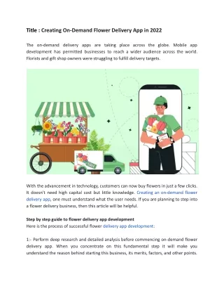 Creating On-Demand Flower Delivery App in 2022