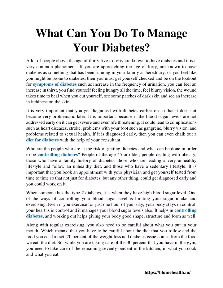 what can you do to manage your diabetes