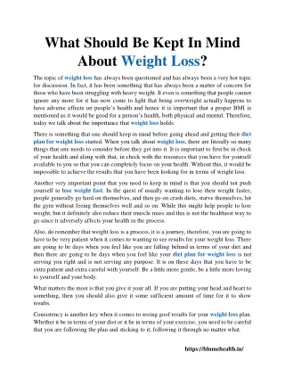 What Should Be Kept In Mind About Weight Loss