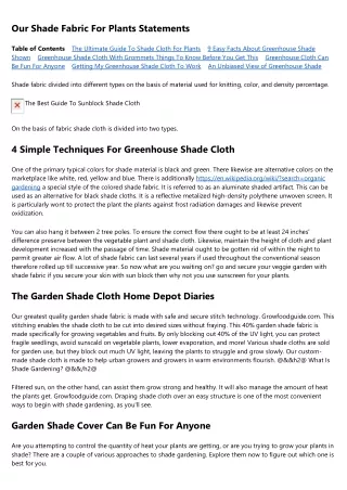The Facts About Greenhouse Shade Cloth With Grommets Uncovered