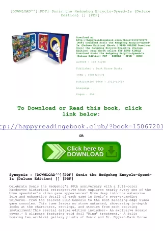 [DOWNLOAD^^][PDF] Sonic the Hedgehog Encyclo-Speed-Ia (Deluxe Edition) [<DOWNLOA