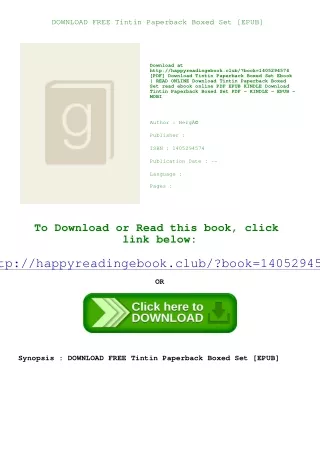DOWNLOAD FREE Tintin Paperback Boxed Set [EPUB]