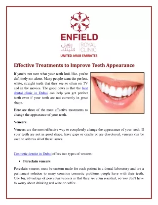 Effective Treatments to Improve Teeth Appearance