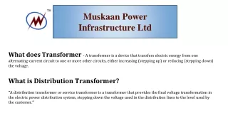 Renowned Distribution Transformer Manufacturers & Exporters - Muskaan Power