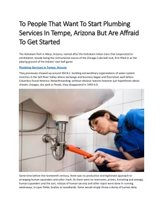 To People That Want To Start Plumbing Services In Tempe