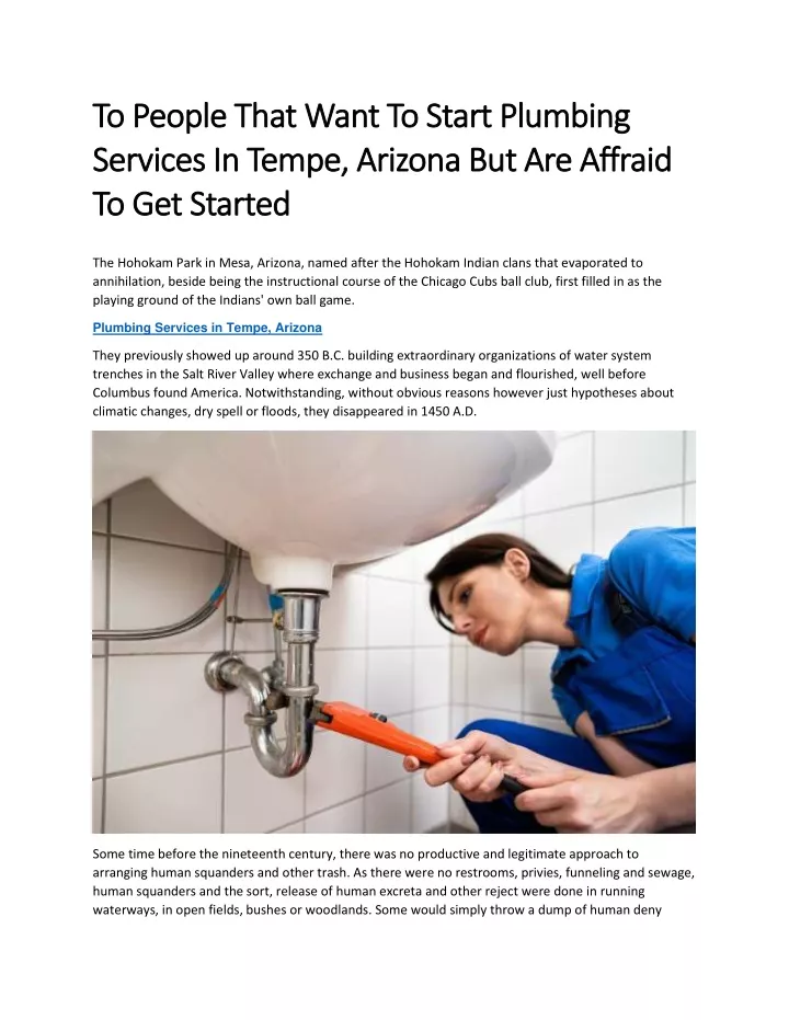 to people that want to start plumbing to people
