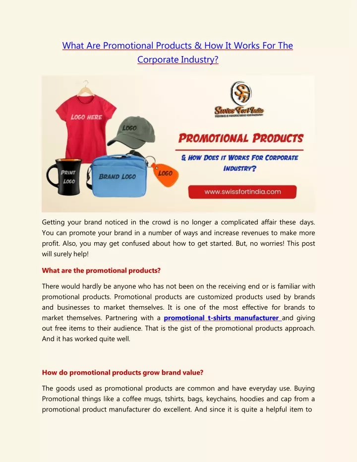 what are promotional products how it works