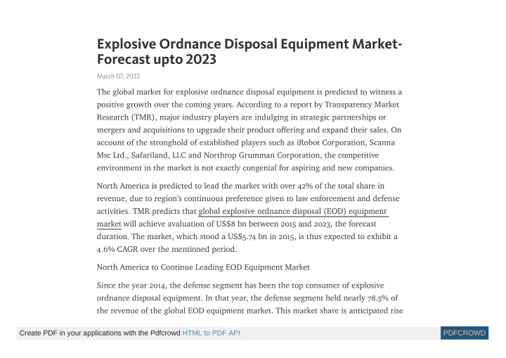 explosive ordnance disposal equipment market