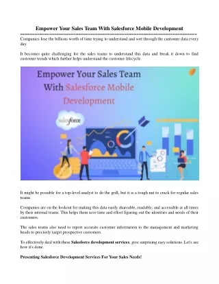 Empower Your Sales Team With Salesforce Mobile Development