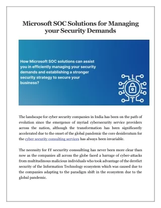 How Microsoft SOC Solutions Helps Managing your Security Demands