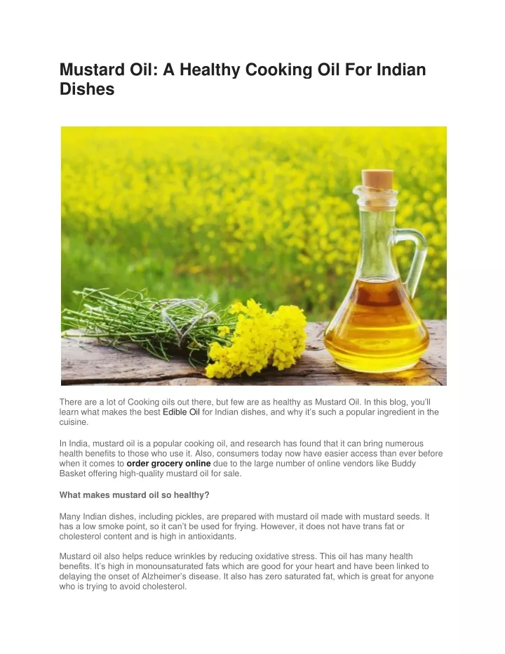 mustard oil a healthy cooking oil for indian