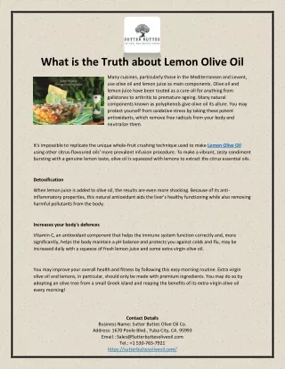 what is the truth about lemon olive oil