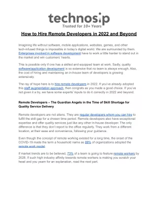 How to Hire Remote Developers in 2022 and Beyond