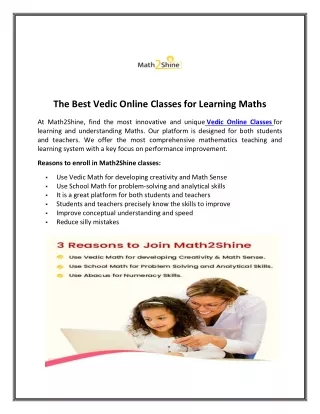 The Best Vedic Online Classes for Learning Maths