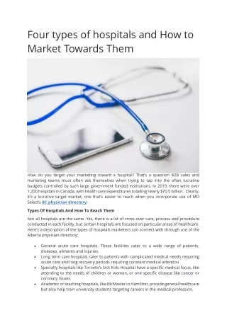 four types of hospitals and how to market towards