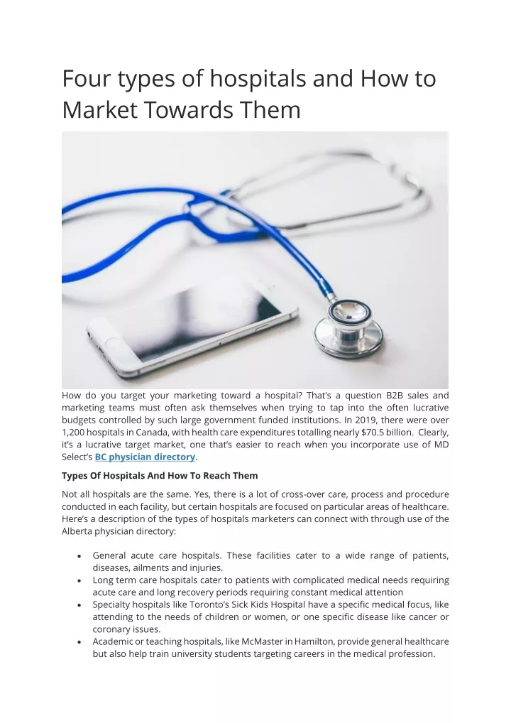 four types of hospitals and how to market towards