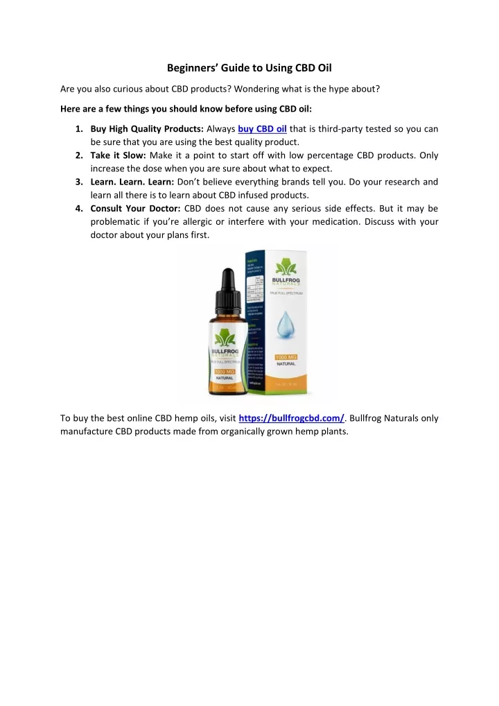 beginners guide to using cbd oil