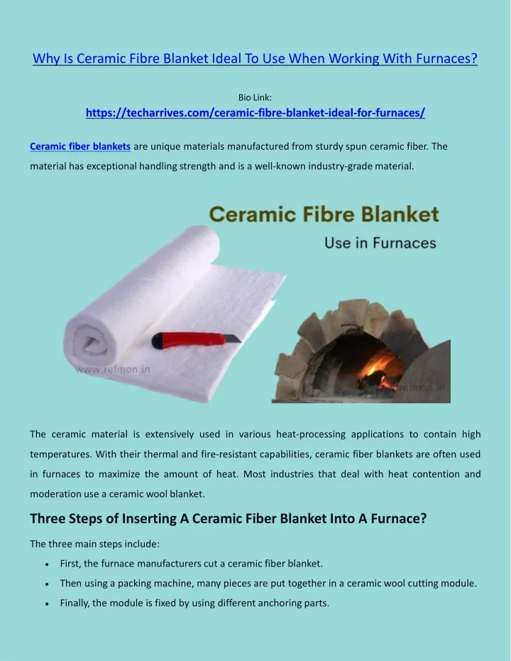 why is ceramic fibre blanket ideal to use when