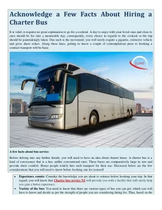 Acknowledge a Few Facts About Hiring a Charter Bus