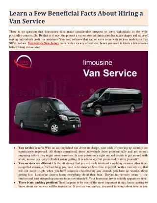 Learn a Few Beneficial Facts About Hiring a Van Service