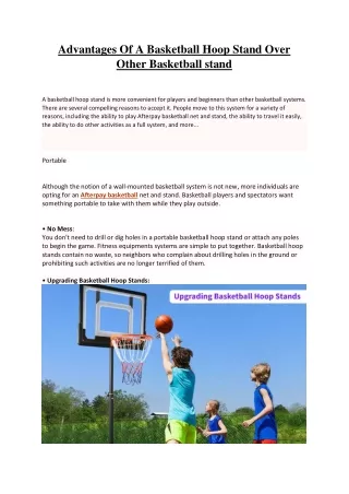 Advantages Of A Basketball Hoop Stand Over Other Basketball stand
