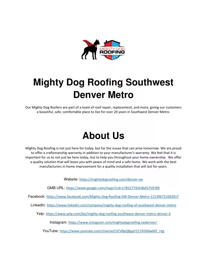 mighty dog roofing southwest denver metro