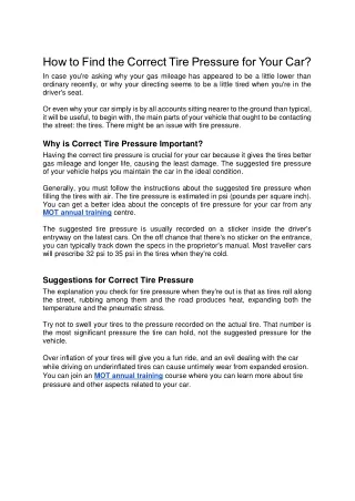 how to find the correct tire pressure for your