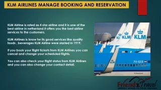 KLM AIRLINES MANAGE BOOKING