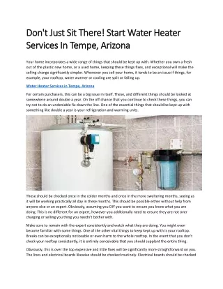 Don't Just Sit There! Start Water Heater Services In Tempe, Arizona
