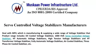 Servo Controlled Voltage Stabilizers Manufacturers