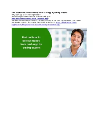Find out how to borrow money from cash app by calling experts