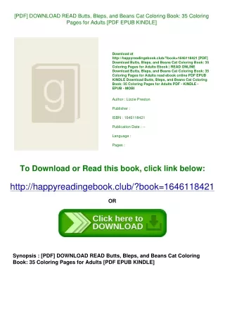[PDF] DOWNLOAD READ Butts  Bleps  and Beans Cat Coloring Book 35 Coloring Pages