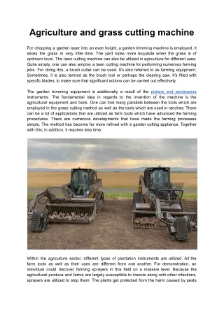 agriculture and grass cutting machine