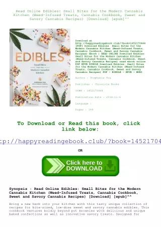 Read Online Edibles Small Bites for the Modern Cannabis Kitchen (Weed-Infused Tr