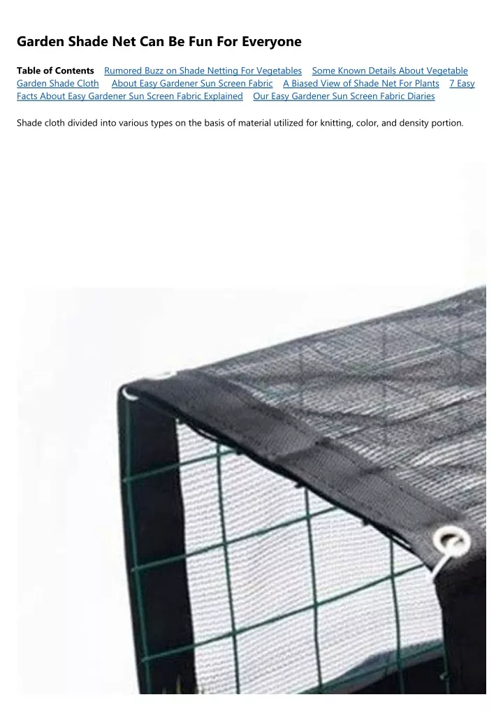 garden shade net can be fun for everyone