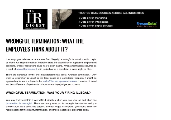 wrongful termination what the employees think