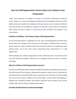 how can staff augmentation services boost your