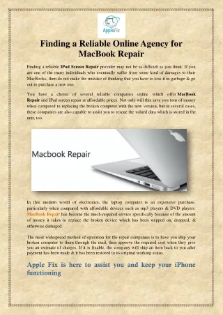 Finding a Reliable Online Agency for MacBook Repair