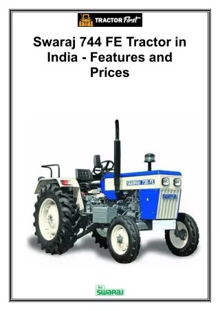 Swaraj 744 FE Tractor in India - Features and Prices