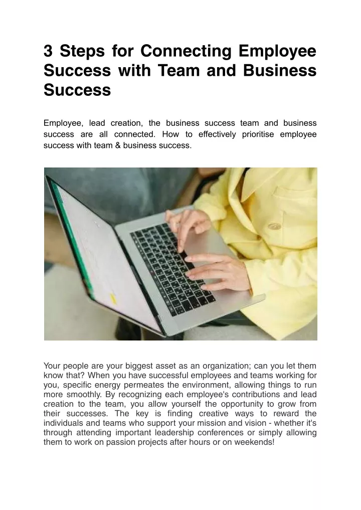 3 steps for connecting employee success with team