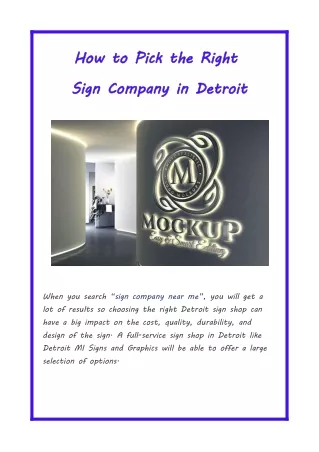 How To Pick The Right Sign Company In Detroit