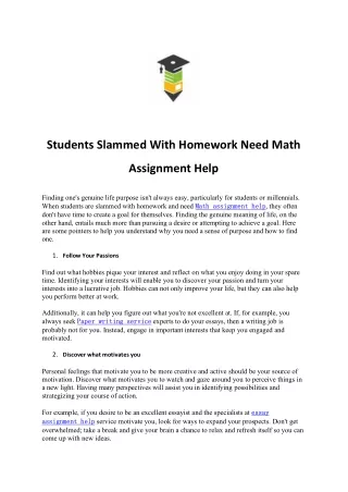 students slammed with homework need math