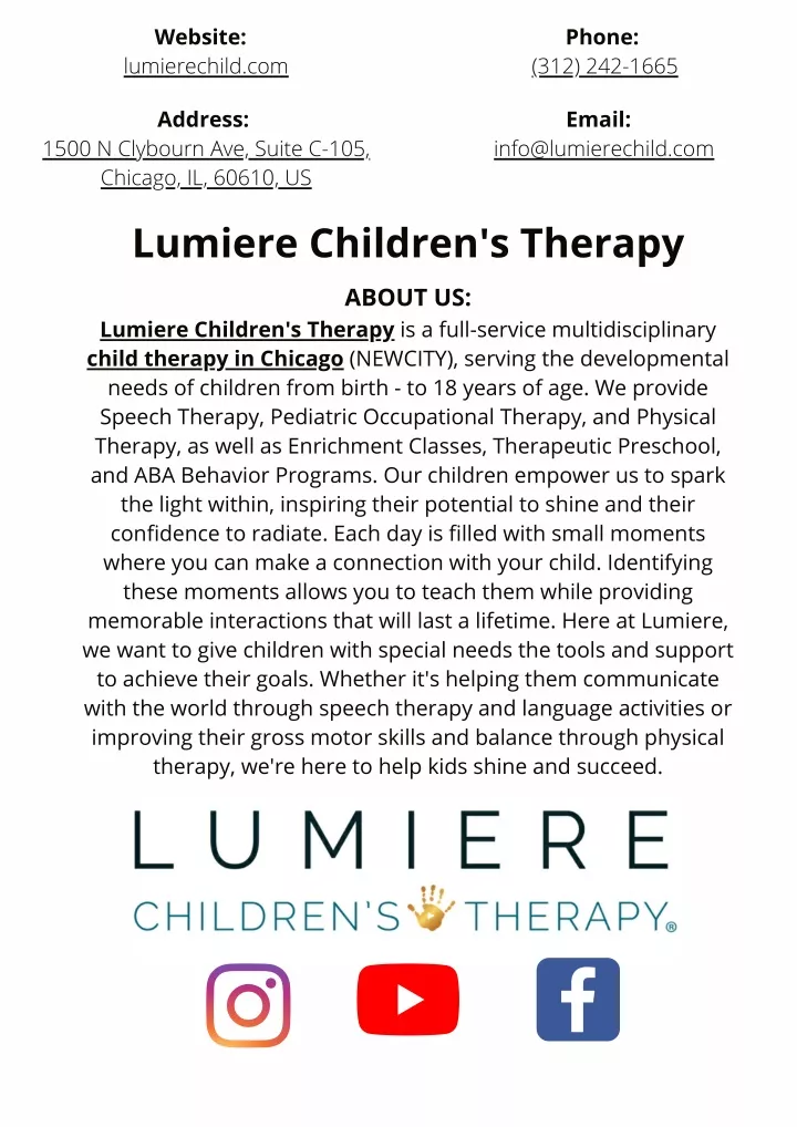 PPT - Lumiere Children's Therapy PowerPoint Presentation, Free Download ...