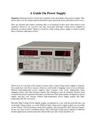 A Guide On Power Supply