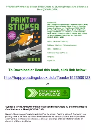 !^READ N0W# Paint by Sticker Birds Create 12 Stunning Images One Sticker at a Ti