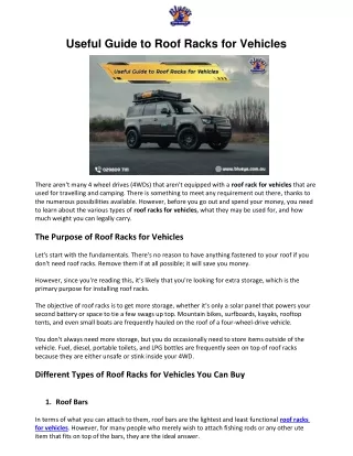 Useful Guide to Roof Racks for Vehicles
