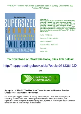 ^*READ^* The New York Times Supersized Book of Sunday Crosswords 500 Puzzles PDF