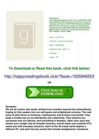 <(DOWNLOAD E.B.O.O.K.^) Mystic Martian Oracle 40 full-color cards and 128-page b